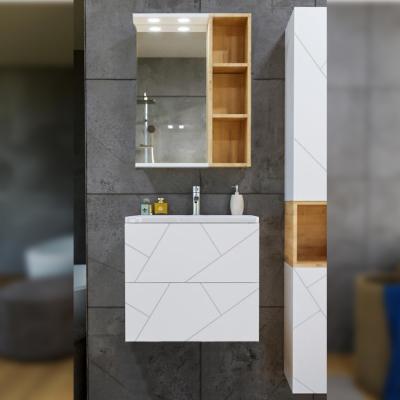 Комплект мебели для ванной Бриклаер КРИСТАЛЛ 60ZS-2B, белый/дуб бунратти