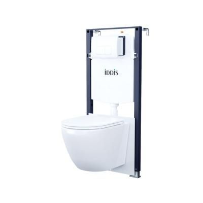 Комплект 3в1: подвесной унитаз, инсталляция и клавиша смыва белая, Basic, IDDIS (BASBQ03i73)