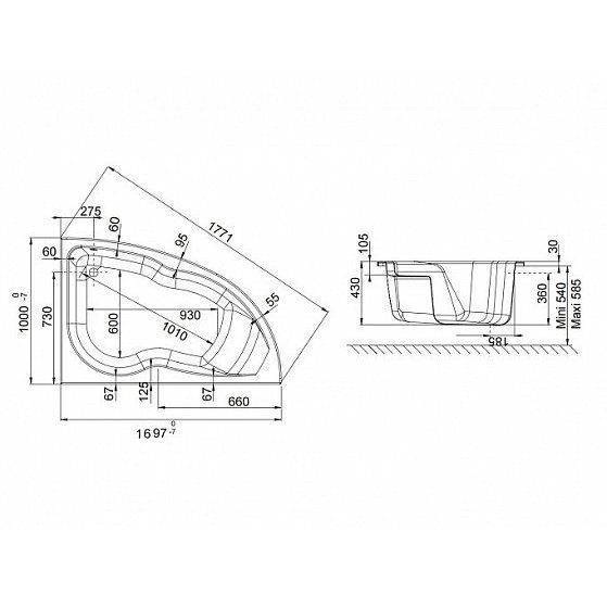 Акриловая ванна Jacob Delafon Micromega Duo 170x105 L