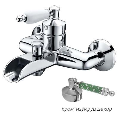 Смеситель Boheme Vogue 223-MR-GR для ванны с душем, хром, ручка Murano бирюзовая