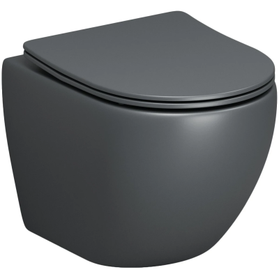 Унитаз подвесной Grossman GR-4455GMSQ безободковый, торнадо, с сиденьем микролифт, серый матовый