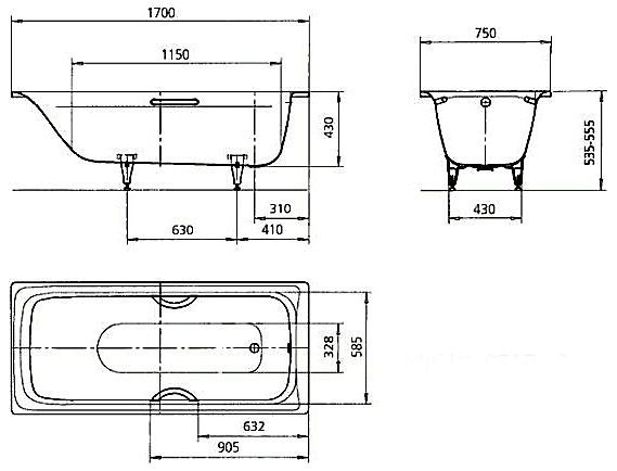 Ванна стальная Kaldewei Sanilux Star 343 170х75 см
