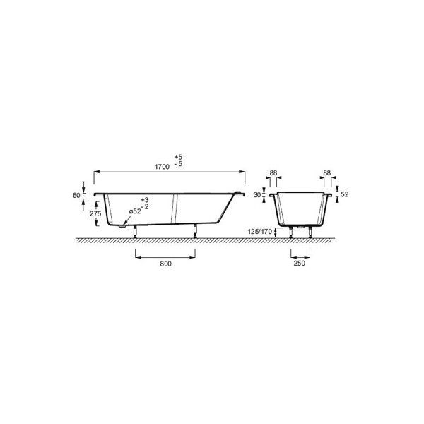 Акриловая ванна Jacob Delafon Struktura E6D021-00 170x75 см