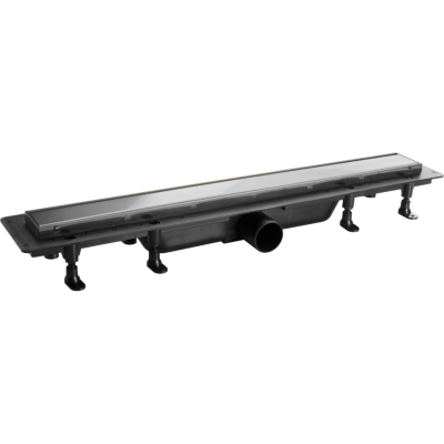 Душевой трап (лоток) PlastBrno Design 4 SZH955M 54,3 см, с решеткой, 2 в 1 под плитку, оружейная сталь матовый