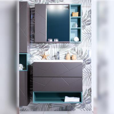 Комплект мебели для ванной Бриклаер КРИСТАЛЛ 80ZSN, графит/муссон