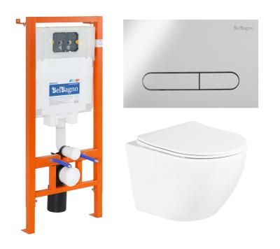 Комплект 3 в 1 BelBagno Uno BB3105CHR/SC/BB002-80/BB005-PR-CHROME с кнопкой