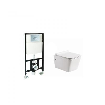 Унитаз подвесной с инсталяцией SantiLine SL-5004+SL-01 белый