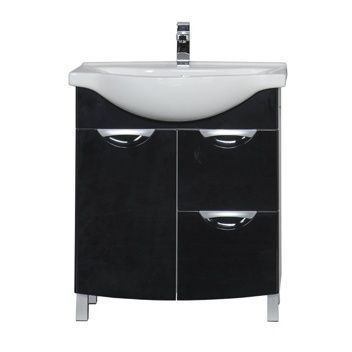 Тумба под раковину Aquanet Асти 00178256 75 черная, 2 ящика, бельевая корзина