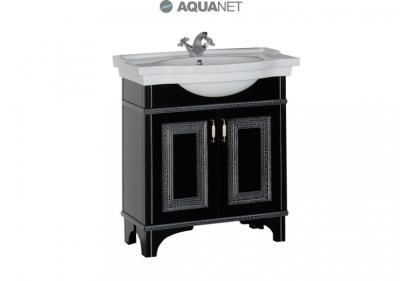 Тумба  для комплекта Aquanet Валенса 80 черный краколет/серебро