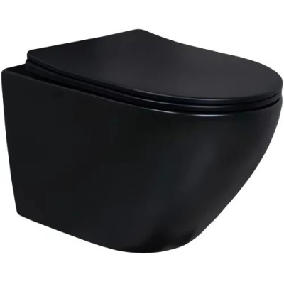 Унитаз подвесной GID Bm2198 безободковый, с сиденьем микролифт, черный матовый