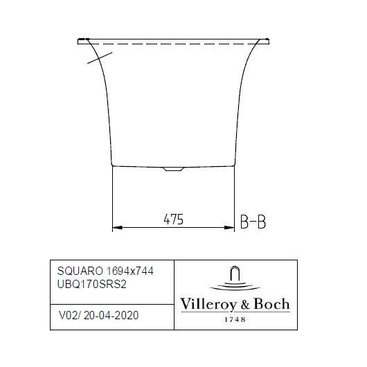 Ванна квариловая Villeroy & Boch Squaro UBQ170SQS2V-01 164х74 белый