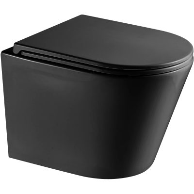 Унитаз подвесной Grossman GR-4478BMSQ безободковый, торнадо, с сиденьем микролифт, черный матовый