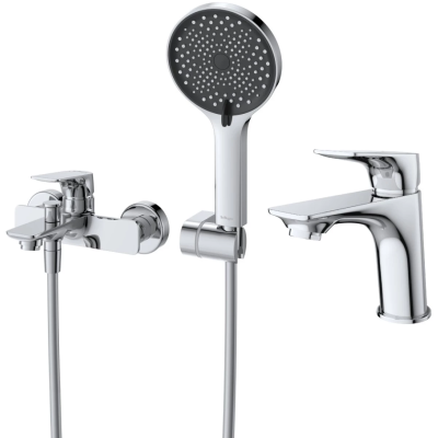 Комплект смесителей BelBagno Marino MARINO-VASM/LVM-CRM с душевым гарнитуром, хром