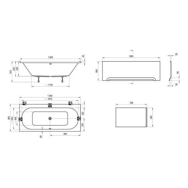 Ванна акриловая Ravak City Slim C921300000 180x80