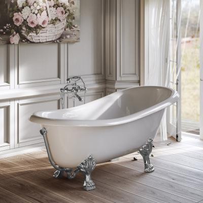 Ванна композитная Tiffany World TW176 bi/cr отдельностоящая, белый/хром