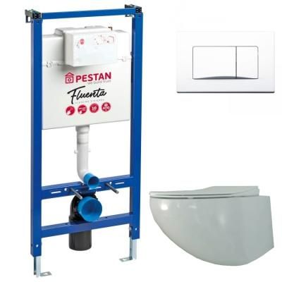 Комплект Pestan СЕТ Fluenta SET40006661W подвесной унитаз + инсталляция + кнопка смыва ACTIVE белая
