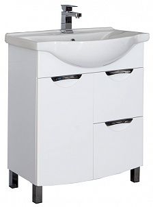 Тумба под раковину Aquanet Асти 00177785 75 белая, 2 ящика, бельевая корзина