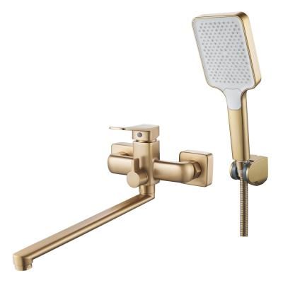 Смеситель для ванны Shevanik S99 S9IC92BH2GQM универсальный, золотой сатин