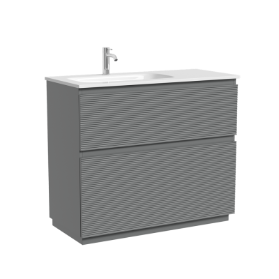 Тумба напольная SANCOS Folk Floor левая 995х445х850, c двумя ящиками оснащенными доводчиками, Ergraut soft, FL100FLES