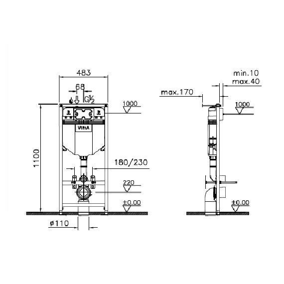 Система инсталляции для унитазов VitrA 720-5800-01EXP 3/6 л