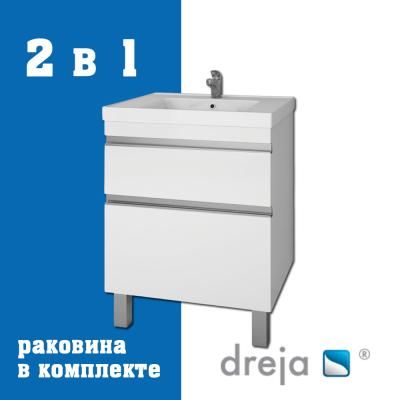 Тумба с раковиной подвесная/напольная Dreja Grace Plus 60 см, белый