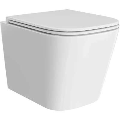 Унитаз подвесной Kerama Marazzi Cubo CU.wc.02 безободковый, с сиденьем микролифт, белый глянец