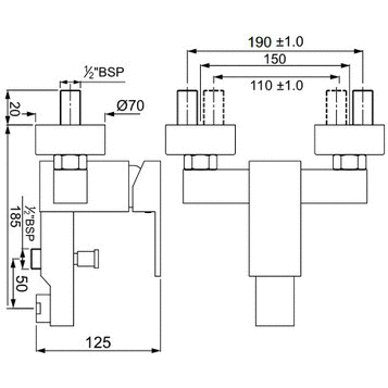 Смеситель Jaquar Kubix-F KUB-CHR-35119F для ванны