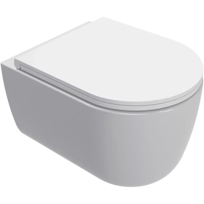 Унитаз подвесной AQUAme AQM2013PRO безободковый, с сиденьем микролифт, белый глянец