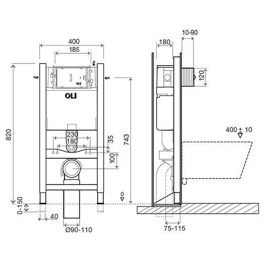 Инсталляция Expert EVO 820, механическая, самонесущая, OLI Размер 40х15х82 см (014092)