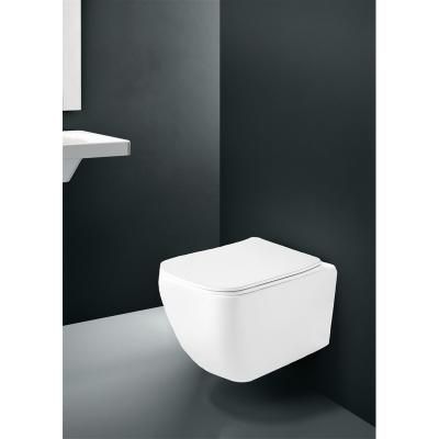 Унитаз GR-4447S (500*365*340) подвесной БЕЗОБОДКОВЫЙ с тонкой крышкой