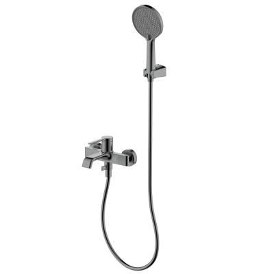 Смеситель для ванны однорычажный AQUAme Asti, с душевым набором, 3 режима, серый матовый