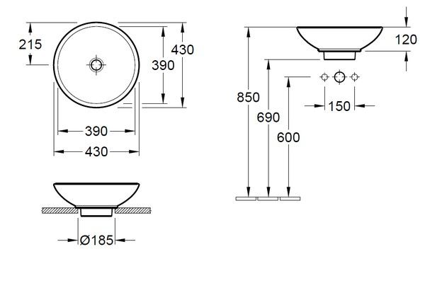 Тумба с раковиной Villeroy & Boch Legato B15000E1 140 4 ящика, дуб