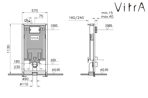 Система инсталляции для унитазов VitrA Pro 750-5800-01 3/6 л