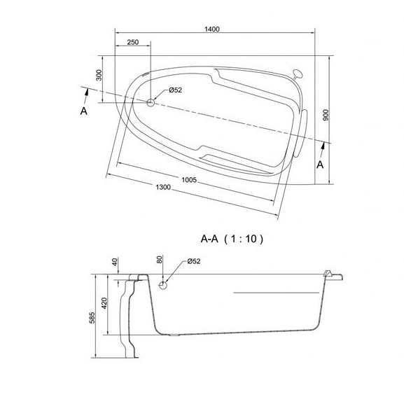 Акриловая ванна Cersanit Joanna WA-JOANNA*140-R 140x90 R