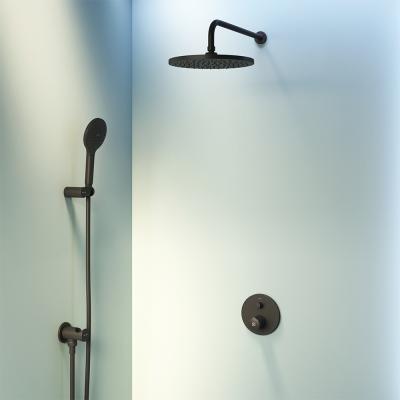 Набор: Смеситель для ванны и душа, верхний душ с держателем, душевой набор и шланговое присоединение AM.PM X-Joy FP85A1RH22, Чёрный