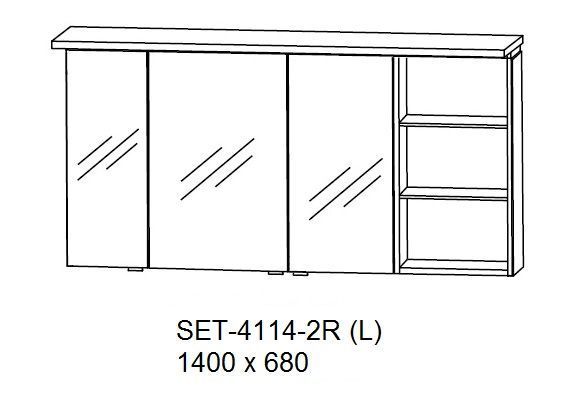 Шкаф-зеркало Puris Swing SET41142L 722/161 140 L белый высокоглянцевый