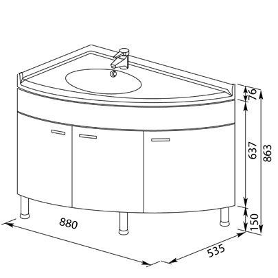Тумба под раковину Aquanet Корнер 00158825 80 R белый
