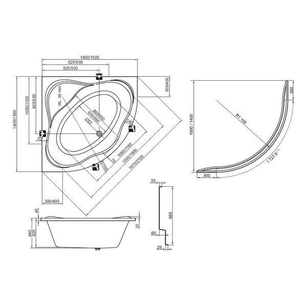 Ванна акриловая Ravak New Day C651000000 140x140