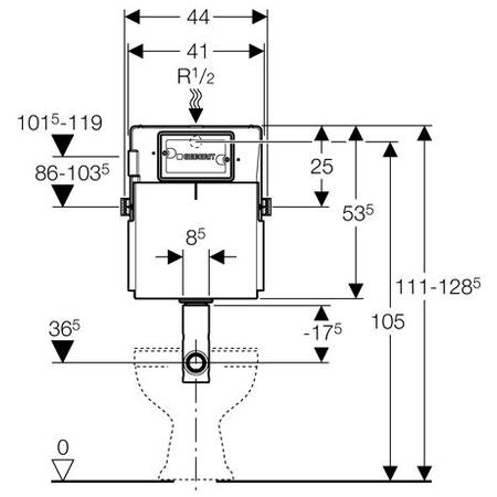 Смывной бачок скрытого монтажа  Geberit Delta 12 UP100 109.100.00.1 для унитазов