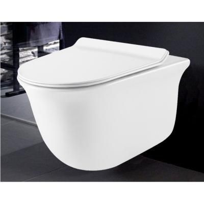 Унитаз GR-4412S (485*360*360) подвесной БЕЗОБОДКОВЫЙ с тонкой крышкой, 1 место