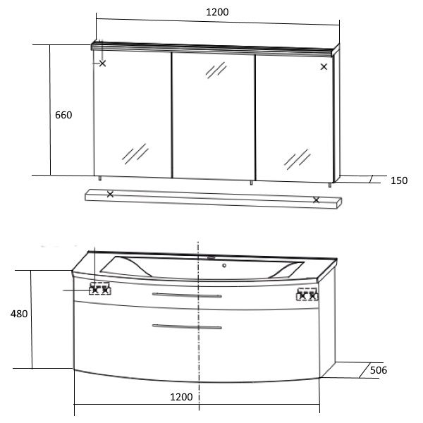 Мебель для ванной Puris Speed WUA351214 680/180 120 дуб чарлстон