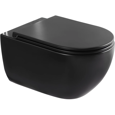 Унитаз подвесной Charus Skandenborg EWC700-125B безободковый, с сиденьем микролифт, черный матовый
