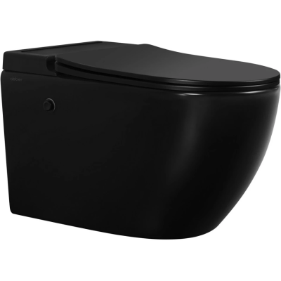 Унитаз подвесной Abber Bequem AC1108PMB импульсный, безободковый, с сиденьем микролифт, черный матовый