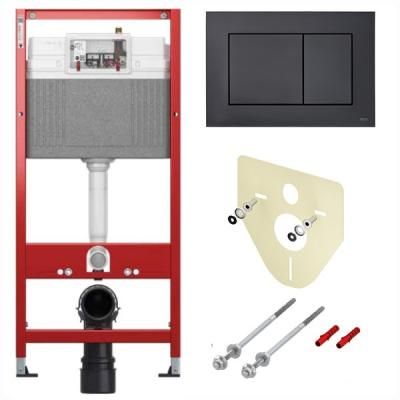 Инсталляция Tece TECEbase BASE 2.0 9400414 4 в 1 с кнопкой смыва, черная матовая