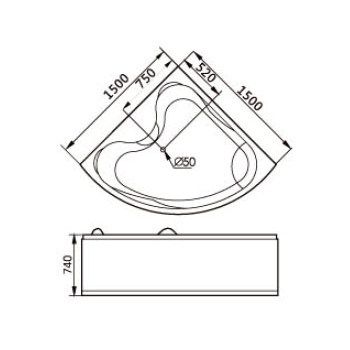 Акриловая ванна Gemy G9041 K с гидромассажем