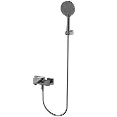 Смеситель для ванны AQUAme Imola AQM6712GM, с душевым набором, Ø120 мм, 3 режима, Серый матовый