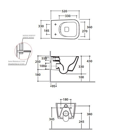 Чаша для унитаза подвесного Globo Stone STS05.BI белый
