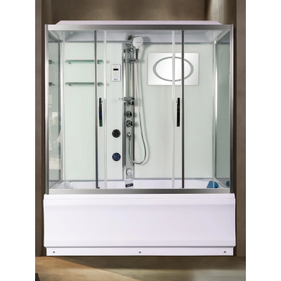 Душевая кабина WeltWasser Emmer 150/85/55 10000003925 150x85x220 см, с крышей, гидромассажем, высокий поддон, профиль матовый хром, стекло прозрачное