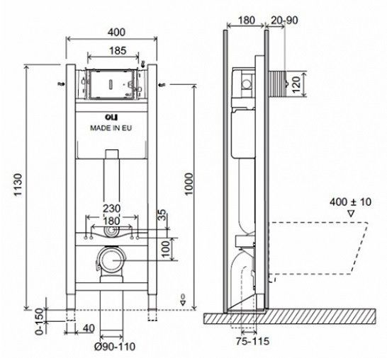 Комплект: Инсталляция Expert Total Black LE, мех. + панель слива Slim Della хр.гл. OLI (886668SDOO)