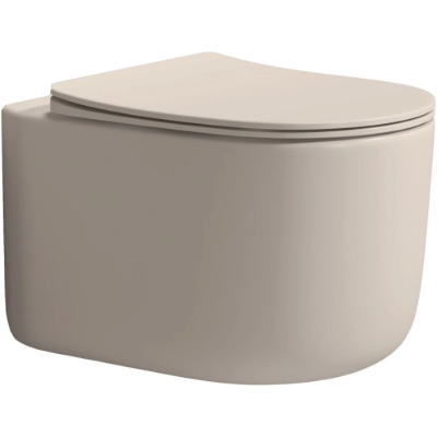 Унитаз подвесной Boheme Flow Daphne 969-SET-D безободковый, торнадо, с сиденьем микролифт, бежевый матовый